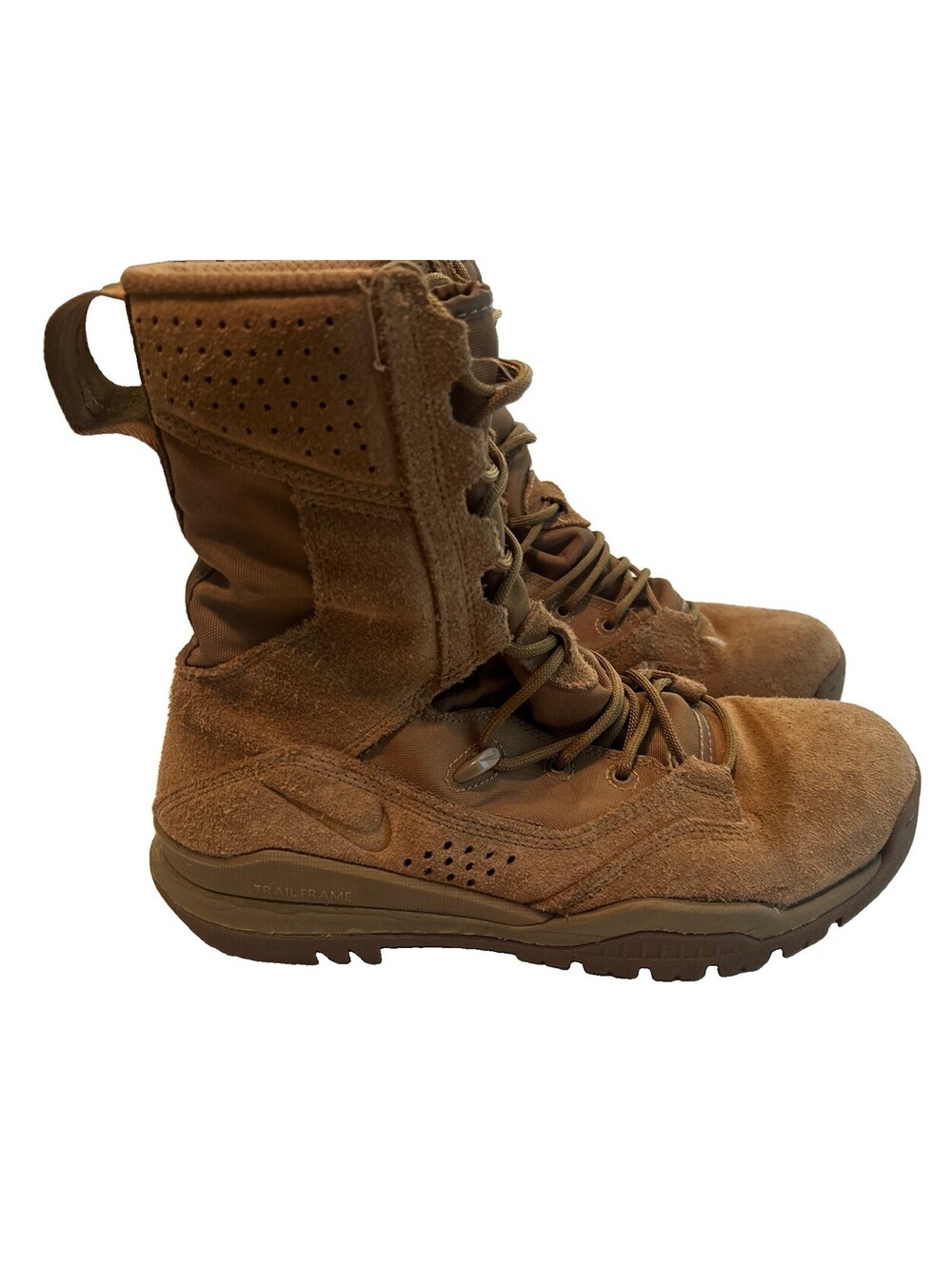 Nike 8" Tactical Boots Mens Size 7.5 Suede Leather Brown AQ1202-900 Military